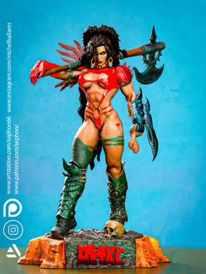 Julie Strain, Heavy Metal 2000, Comic, sexy Pin Up, Figur, 3D Druck, UNBEMALT