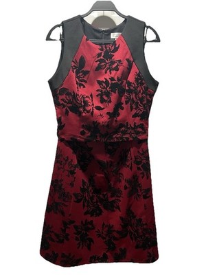 SIGNATURE BY ROBBIE BEE 2-piece Sleeveless RED BLACK Burnt Velvet 12
