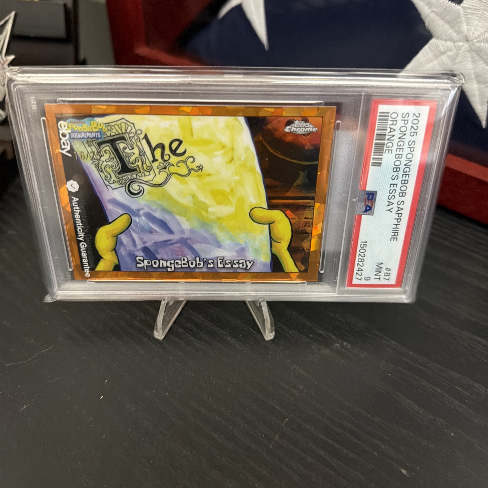Topps Chrome SpongeBob Sapphire PSA 9 POP 2 SpongeBobs Essay Orange /25