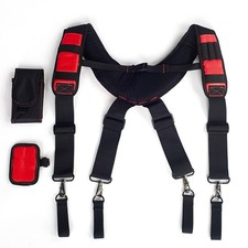 Padded Heavy Duty Work Tool Belt Braces Suspenders With Loops For Tools Pouch