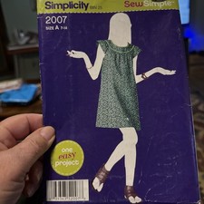 GIRLS CHILDS TEEN UNCUT F.F. SIMPLICITY 2007 Sewing Pattern EASY DRESS SIZE 7-14