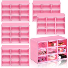 6 Pcs Mini Drawer Organizer Small Organizer with 9 Drawers Plastic Desktop Cr...
