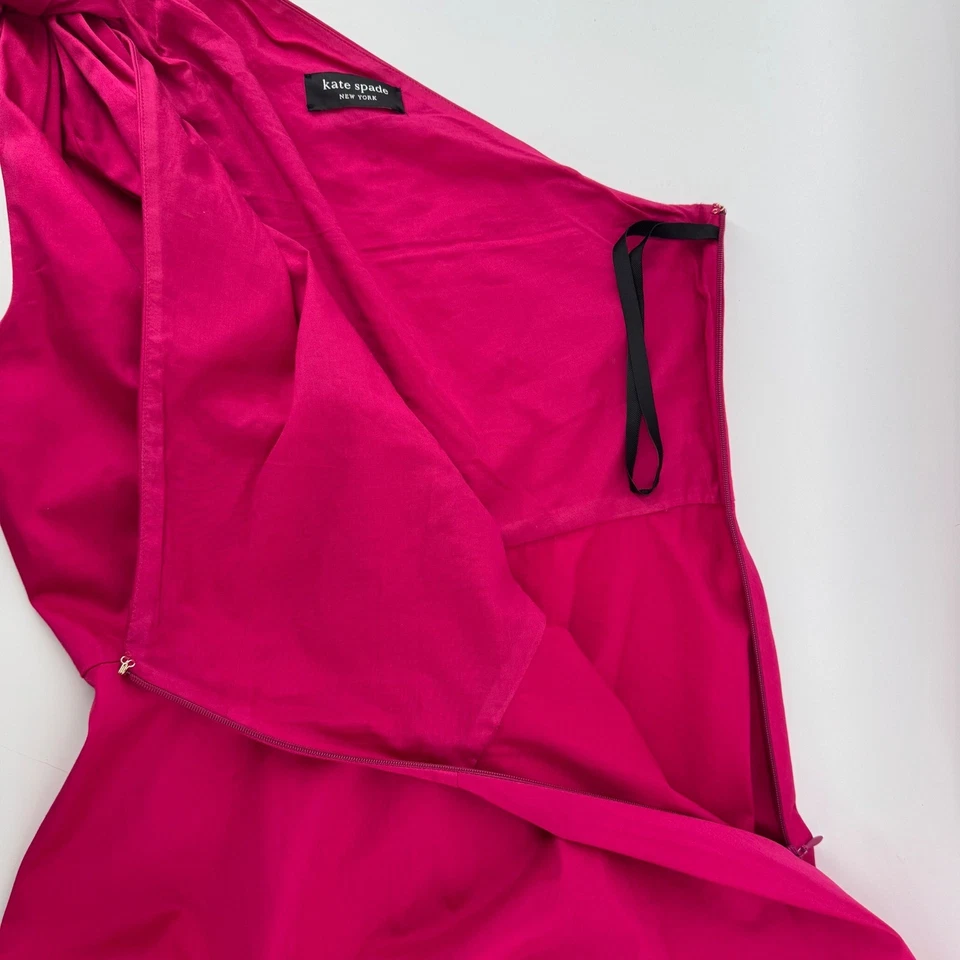 Платье Kate Spade Poplin Sabrina на одно плечо покрой с широкой юбкой размер 6 розовое - Изображение 4 из 4