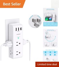 Compact Multi-Plug Power Strip with 6 AC Outlets  Smart Charging USB Ports
