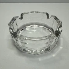 Vintage mid-century modern clear glass Dodecagon  ashtray 