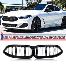 Gloss Black Dual Slats Front Kidney Grille For 2023-2024 BMW G14 G15 G16 840i