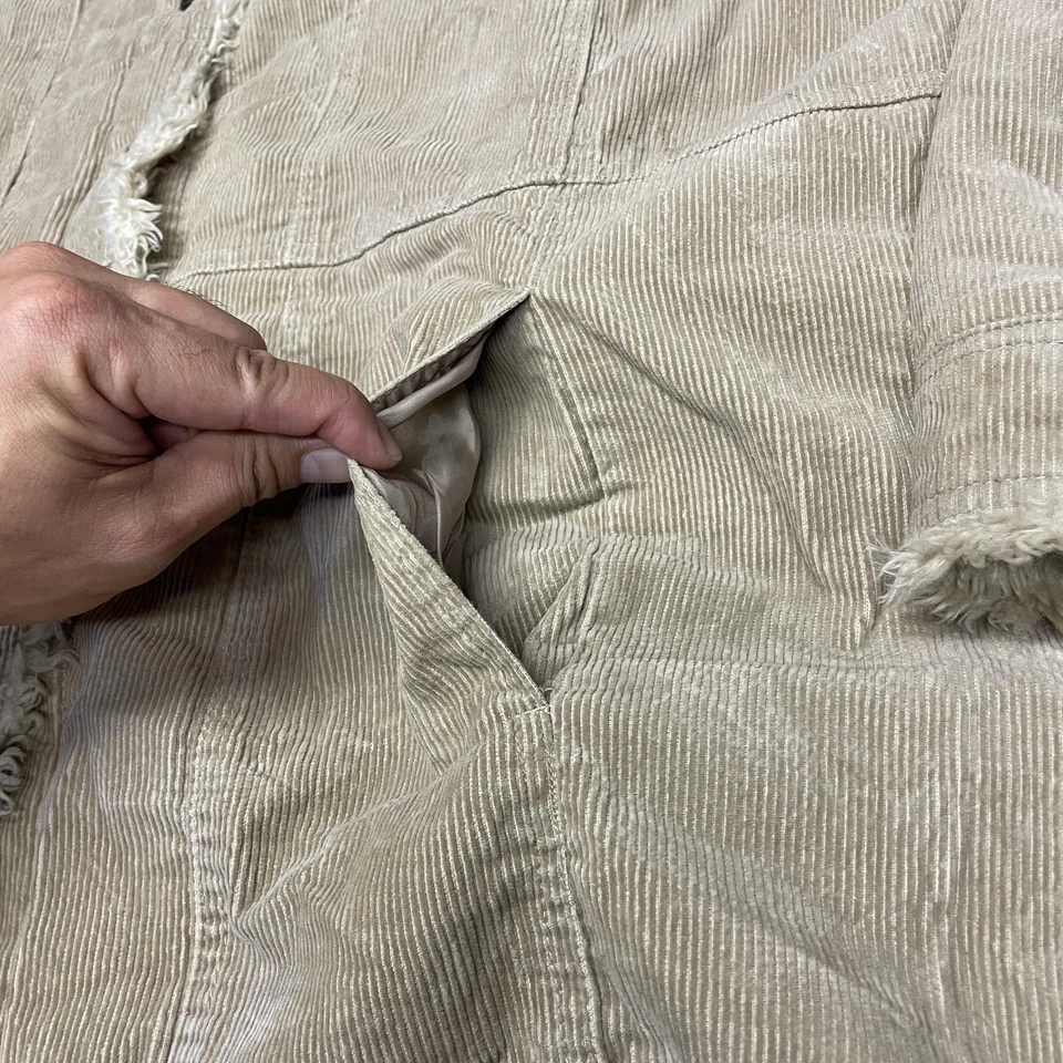 Abrigo Chaqueta Mujer Cato 26/28 Beige Pana Sherpa Forrado Piel Sintética Cuello Foto 4 de 4