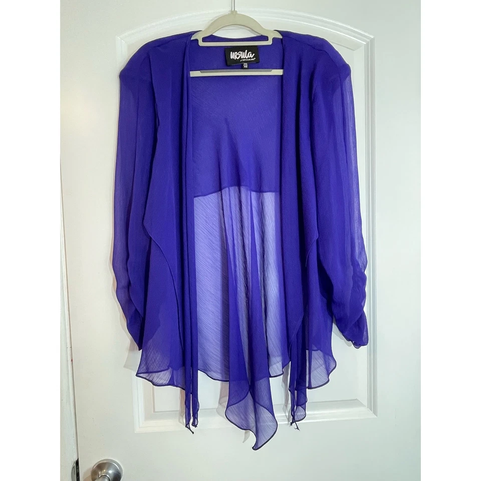 Ursula of Switzerland 3 Piece Pant Suit 18W Purple Sheer Chiffon Gauzy Wedding - Image 3 of 4