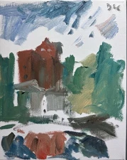 Small 8”x10” Cityscape Modern Cubism Oil Painting Original