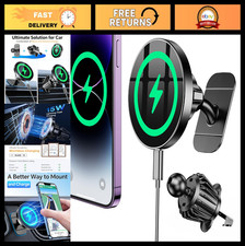 15W Magnetic Car Charger Mount - Wireless Phone Holder for iPhone 17 16 15 14 13