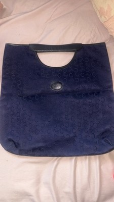 Vintage CELINE × NOEVIR C Macadam Navy Jacquard Cutout Handle Tote Bag Japan