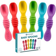 6 PCS Silicone Baby Spoons Set Self Feeding Training Infant Toddler BPA Free