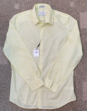 Mens Medium M Calvin Klein Long Sleeve Yellow Dress Casual SLIM BODY FIT Shirt