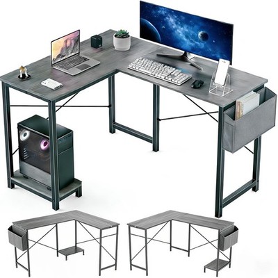 L Shaped Desk, 50 Inch Reversible Computer Desk Corner Gaming Table with CPU ...