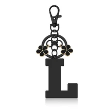 Oubaka Initial Keychain Black Flower Charms for Women Cute Letter Keyring for...