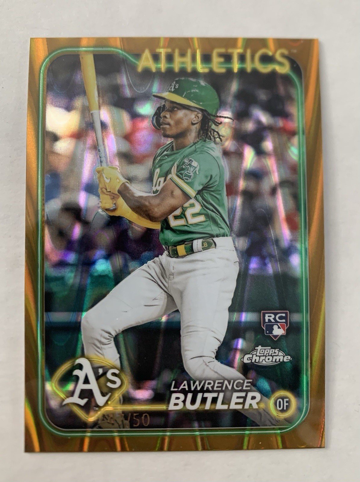 2024 Topps Chrome #5 Lawrence Butler Gold Wave Rookie #/50