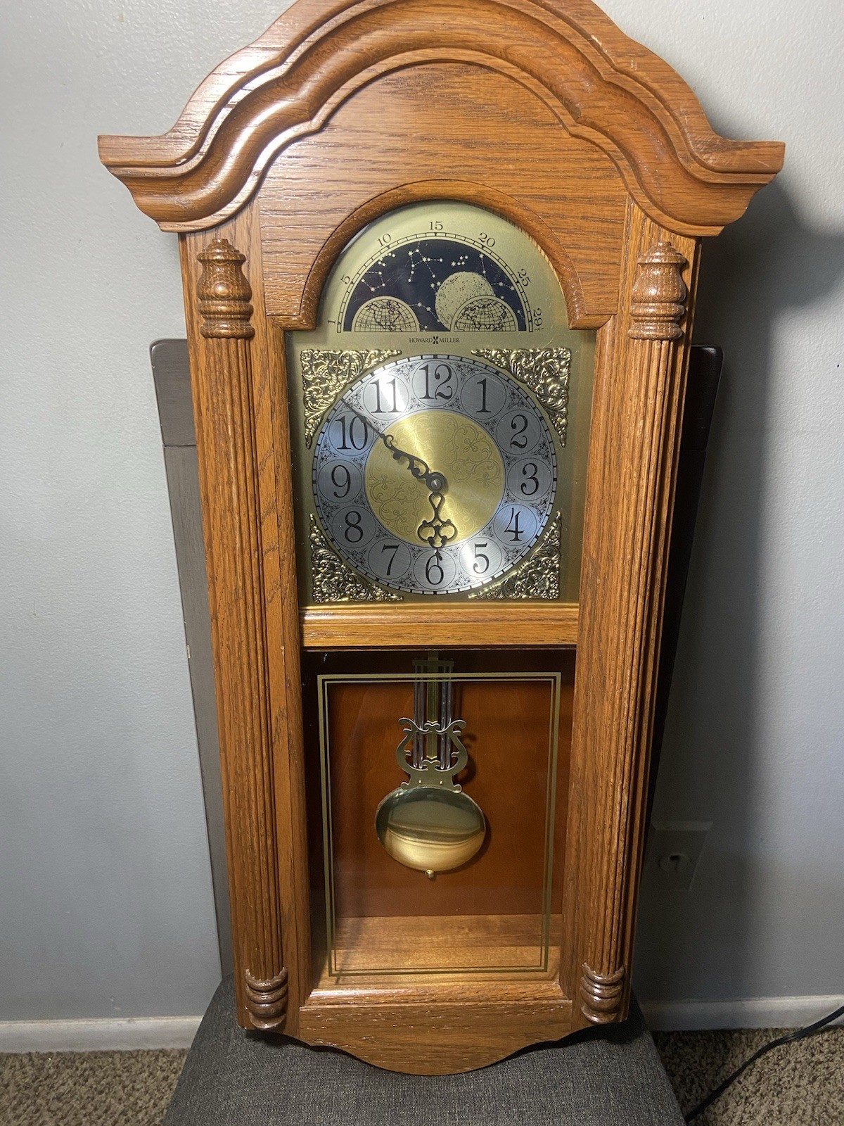 Howard Miller 620-156 Fenton 4/4 Dual Chime Quartz Wall Clock 29” Tall - Read