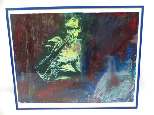 Photo Collage Acrylic CHET BAKER CHESNEY Mixed Media Portrait 2014 Sig.