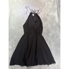 Haute Hippie Little Black Chiffon Halter Neck Mini Dress – Size S