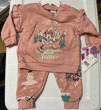 Disney Minnie Mouse Daisy Duck Christmas Holiday Girls 2 PCS Pants Set 6-9 M NEW