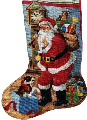 CHRISTMAS EVE Dimensions Needlepoint Stocking 9054 Santa FINISHED kit JASON
