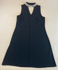 MSK Women's Little Black Dress W/Gemmed Neckline Sleeveless Size Small Cocktail