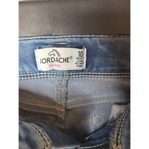 Jordache Jeans Girls 10 Blue Skinny Stretch Denim Medium Wash Zip Fly Casual - Picture 2 of 6