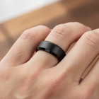8mm Black Titanium Wedding Band With Matte Brushed Center and Beveled Edges — photo 5