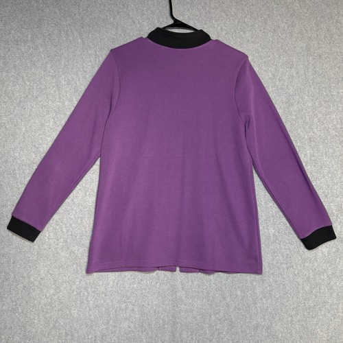 Bob Mackie giacca artistica indossabile donna viola media ricamo fiore astratto - Foto 6 di 8