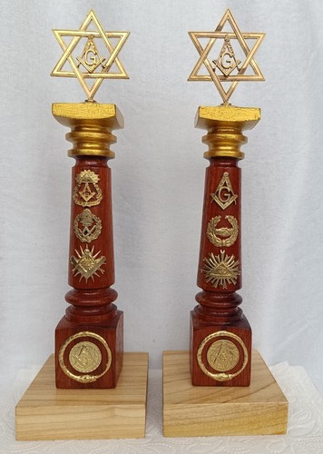 Masonic Ball , Pyramid. Masonic 2 wooden columns