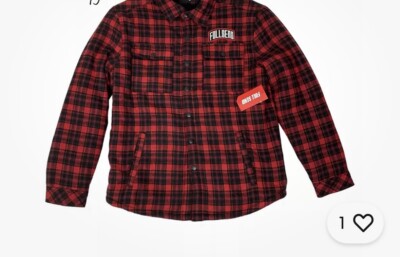 Full Send Sz LARGE Whistler Sherpa Flannel Jacket Embroidered Patch Red Black