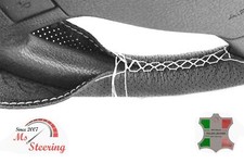FOR LINCOLN NAUTILUS 19-19 BLACK PERF LEATHER STEERING WHEEL COVER WHITE STIT