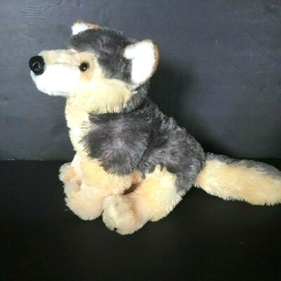 Aurora 12''  Wolf Dog Husky Standing Sitting Stuffed Animal Plush Gray Tan