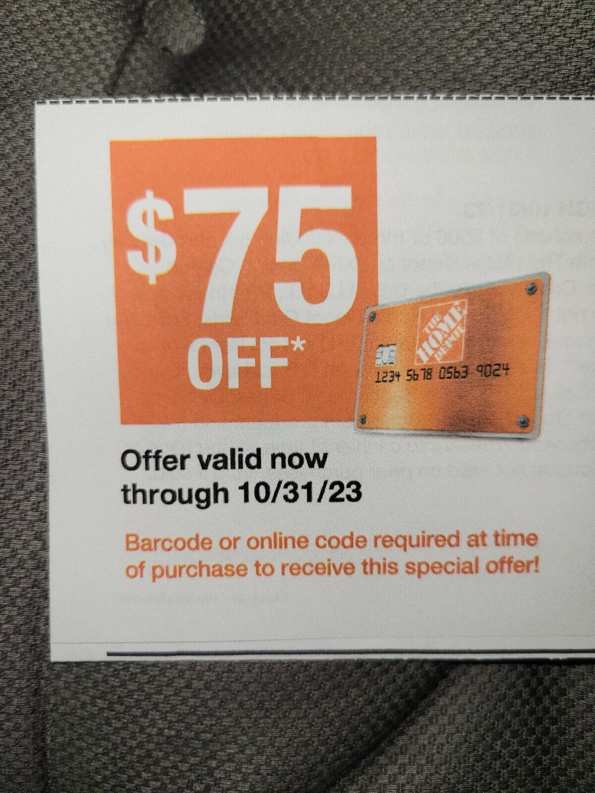 Home Depot Coupon - $75 Off $500+ w/HD Credit Card - Store & Online Exp 10/31/23