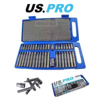 US PRO Tools 40pc Torx / Spline & Hex Bit Set 3/8'' & 1/2'' Drive Bit Holder 2200