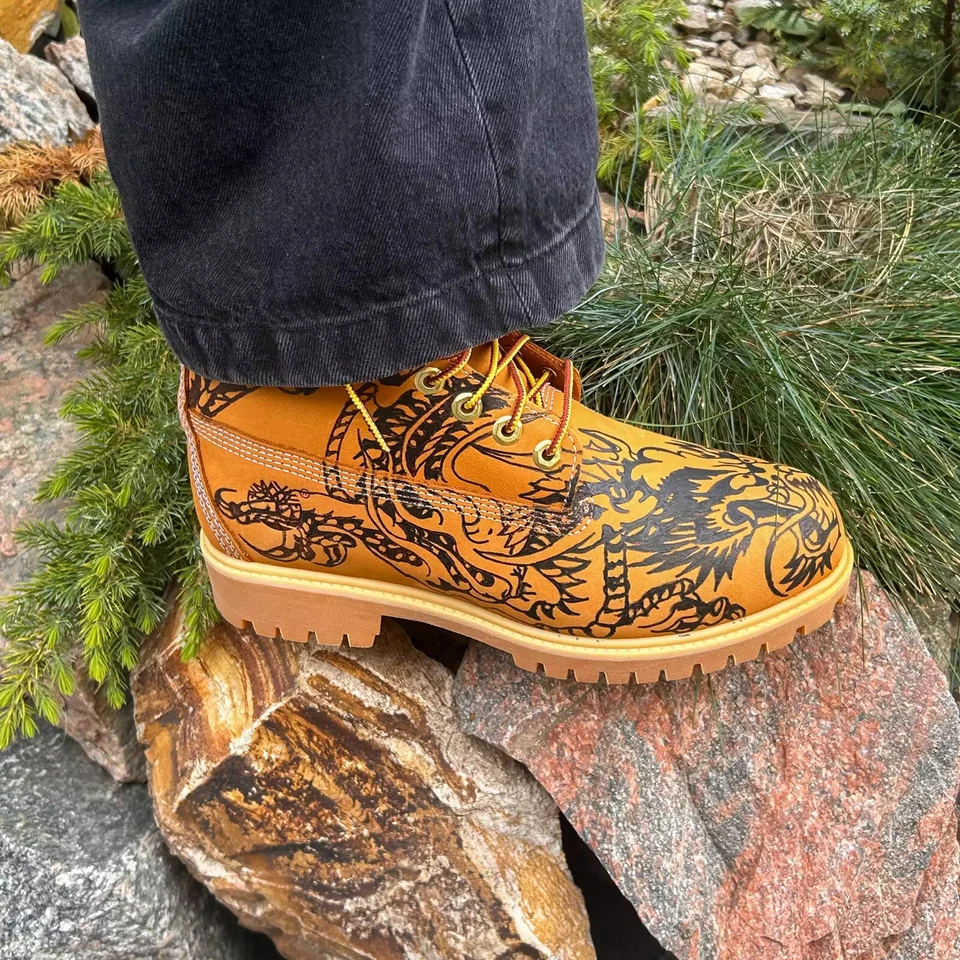 Custom Japón Timberland Tiger Dragon 6" Premium Impermeable Hombre Bota EE. UU. 8.5 Foto 3 de 4