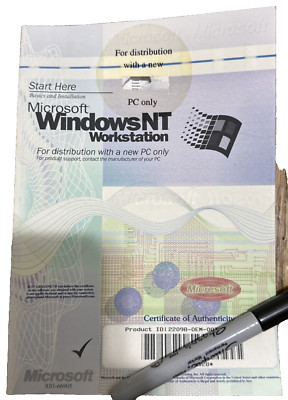 Microsoft NT Workstation Manual For Digital PC Only License Key Certificate 2