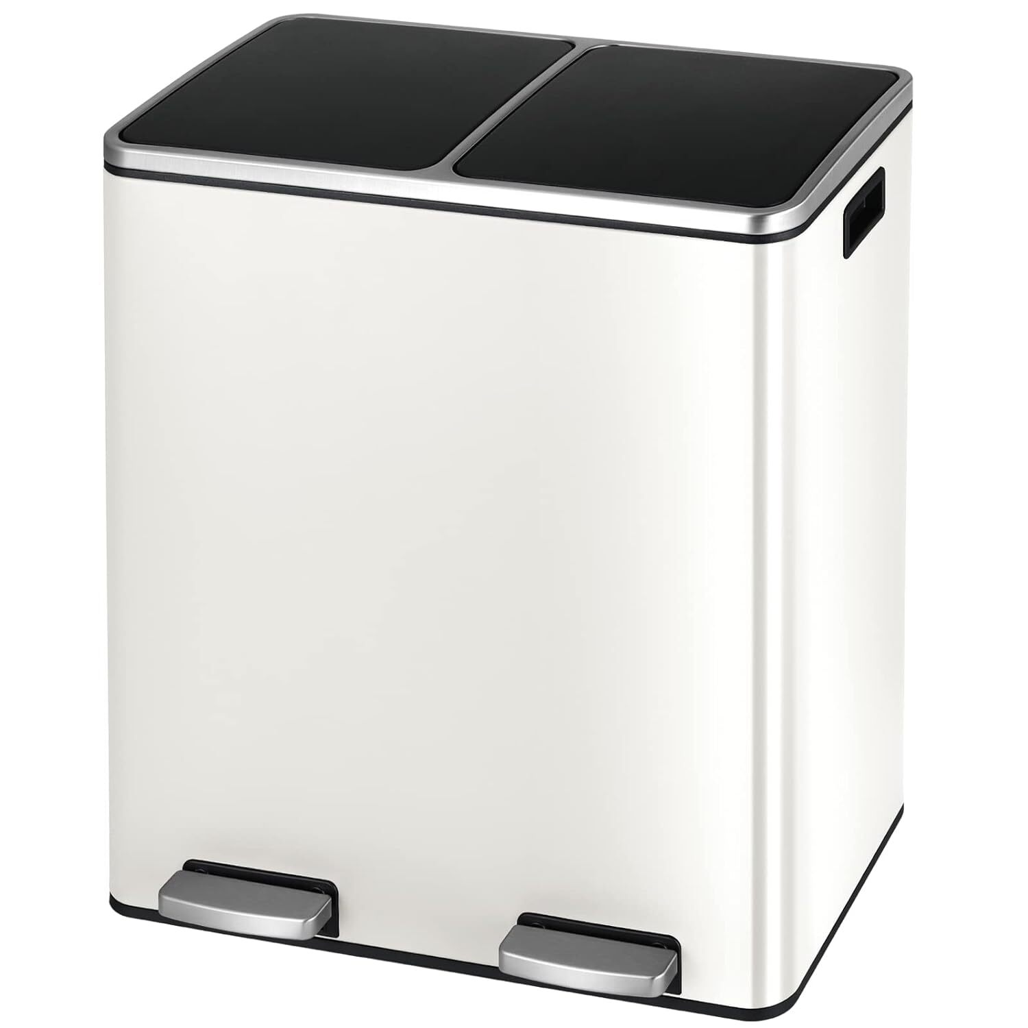 Kitchen Trash Can 16 Gallon Stainless Steel 60L Dual Compartment Garbage Can