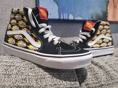 Vans Sk8 Hi Kids Shoes Flame Logo Repeat Black Flaming Van