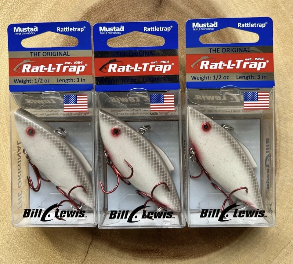 RAT-L-TRAP (Lote de 3) Crankbaits sin labios, Bill Lewis, ¡pesca de lubina! ¡NUEVO CON ETIQUETAS! Foto 2 de 4