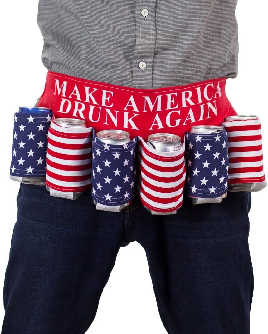 Make America Great Again Hat Patriotic Beer Belt USA Flag