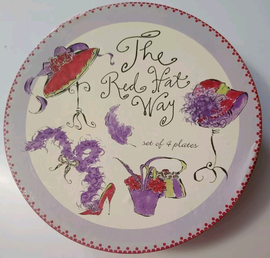 THE RED HAT WAY  Set of 4  Ceramic ROSANNA Salad/Dessert Plates