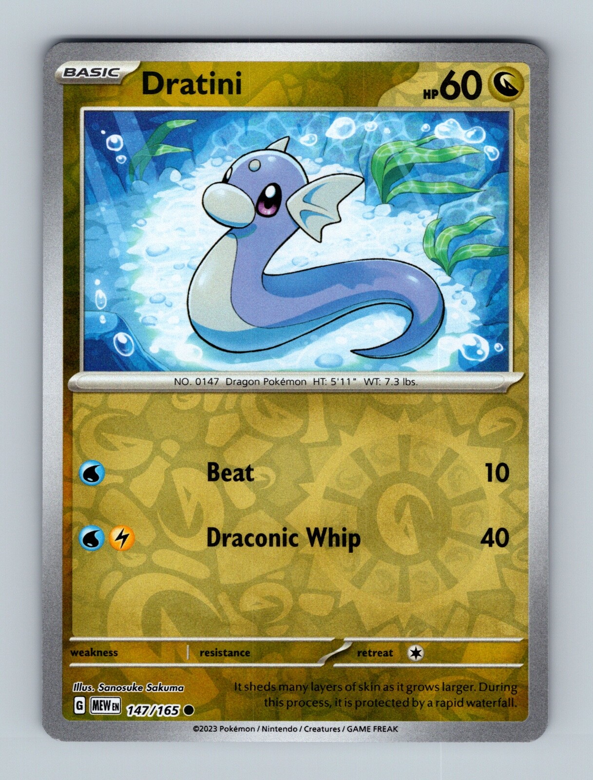 Pokemon 151 Dratini 147/165 Reverse Holo NM