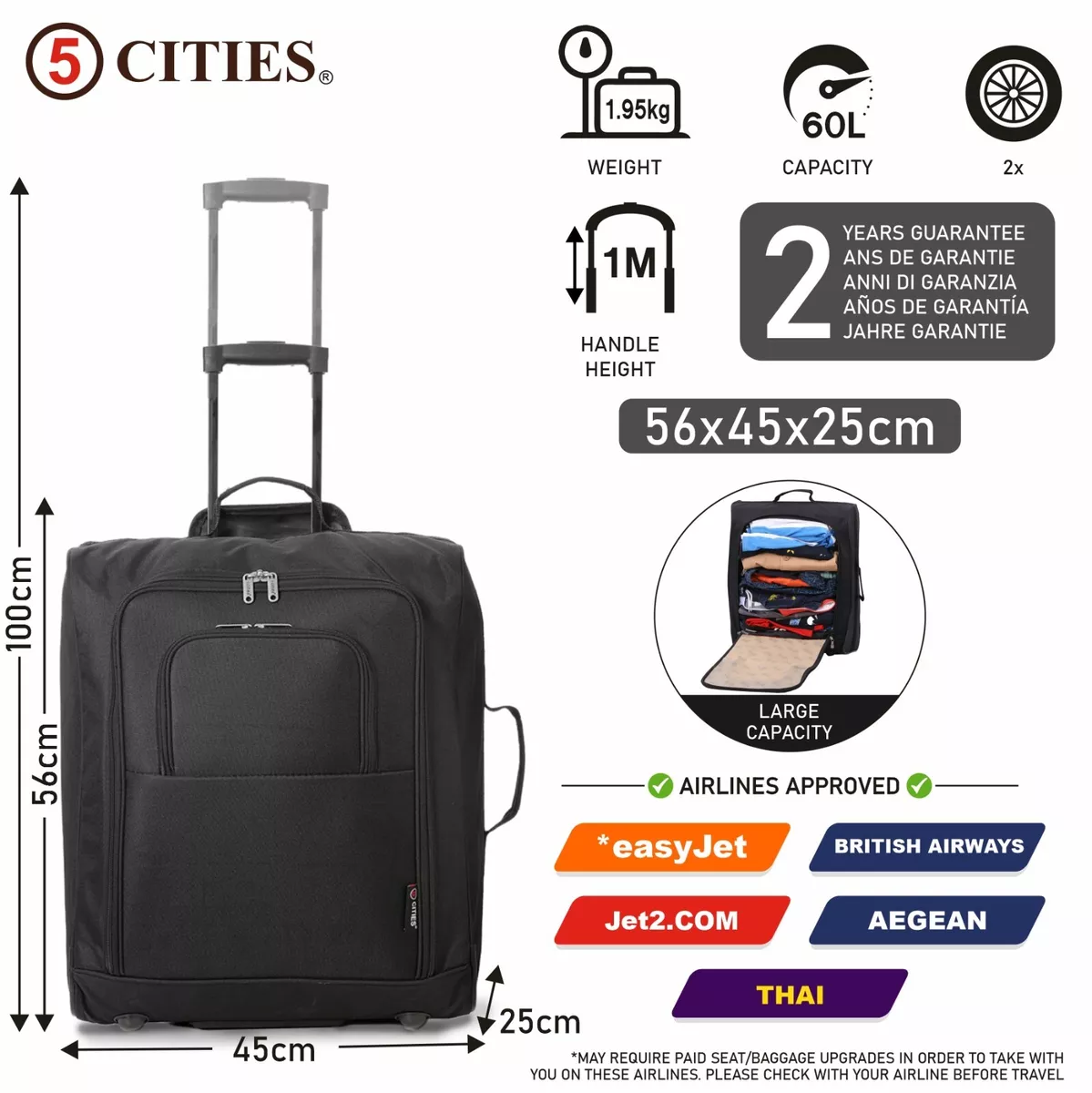 Easyjet-mochila de cabina para hombre y mujer, bolsa de viaje de 45x36x20,  40x20x25, para ordenador