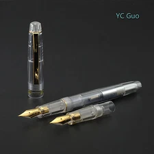 2016 Fresh Model Wing Sung 659 Transparent Fountain Pen With 2 Nibs Golden Clip