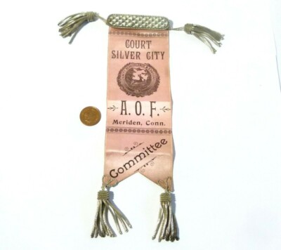 19.Jh. Band Hof Silber A.O.F. Meriden, Conn Committee Bullion Tassels #FS3