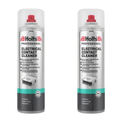 2 x Holts Elektro Kontakt Reiniger Spray Schalter Stromkreis Schmutz Entferner 500ml