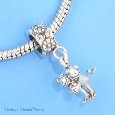 Frog Couple Dancing Tango 925 Solid Sterling Silver European Dangle Bead Charm