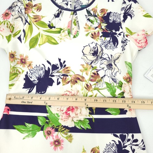 Gabby Skye Floral Sheath Dress Womens Size 6 Cutout Neck Keyhole Short Sleeve - Picture 9 of 13