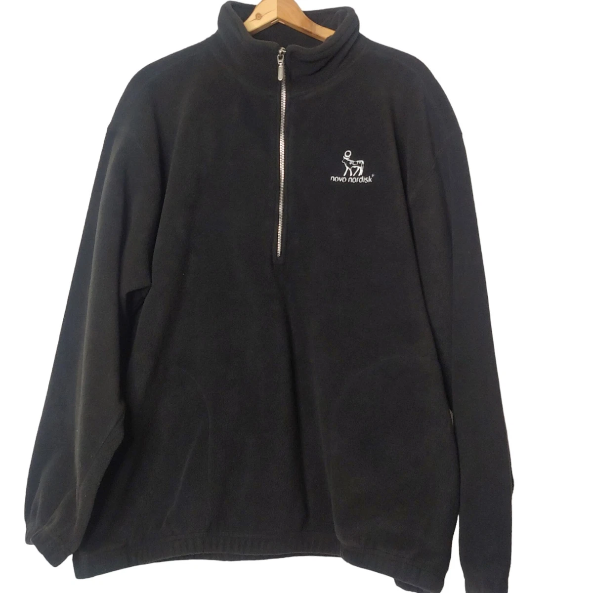 Novo Nordisk Mens Large Fleece Jacket Black Pullover 1/4 Zip